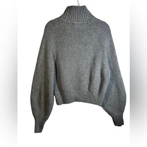 H&M High Neck, Dropped Shoulder, Balloon Sleeve, Gray Sweater in EUC, size small